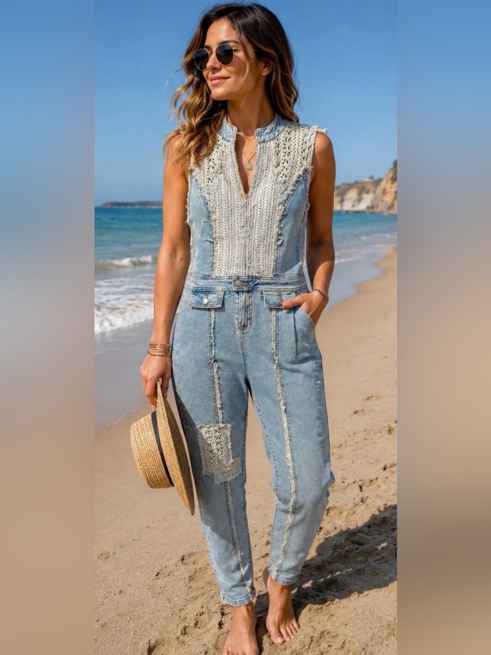 NWOT POL Blue Denim Jumpsuit